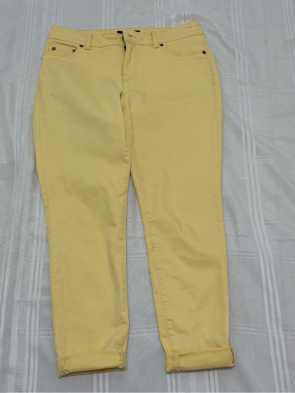 Chaps Pale Yellow Cropped Slim Jeans